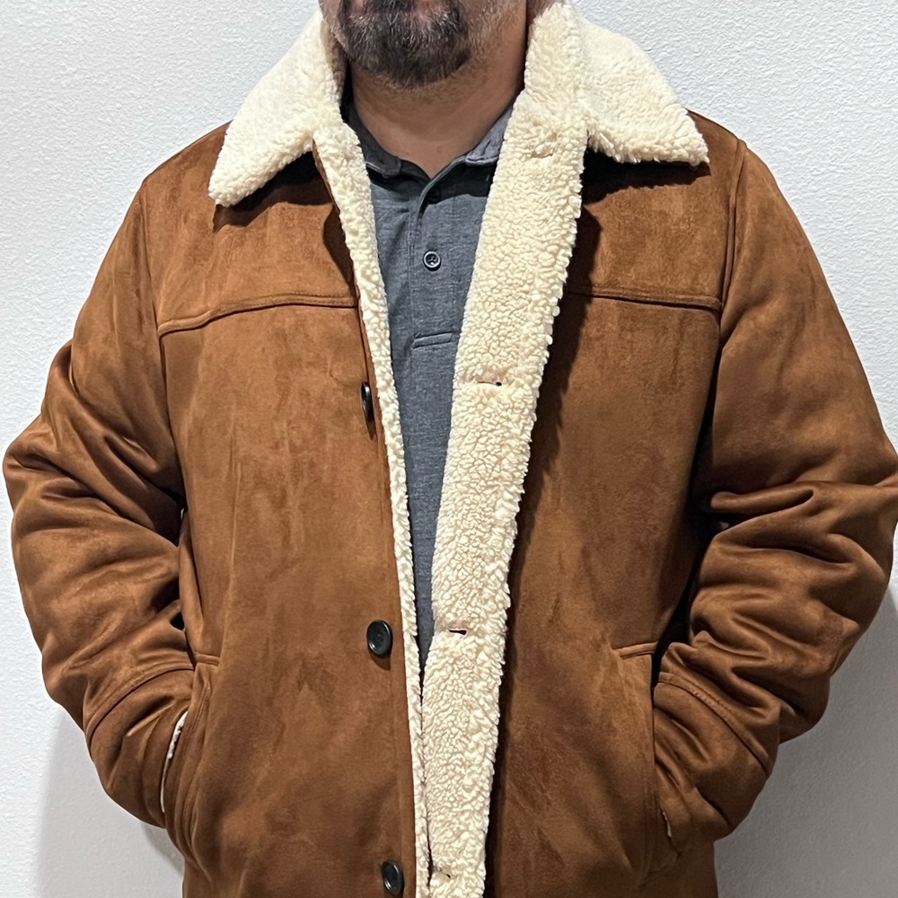 Calvin Klein Men's Tan Suede Bomber Jacket
